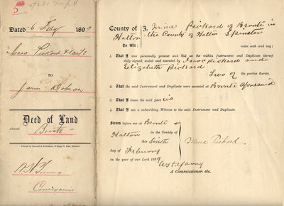 Deed of Land, 1899