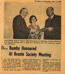 Alvin Bumby Honoured at Bronte Society Meeting