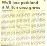 We'll lose parkland if Milton area grows