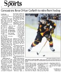 Concussions force OHLer Corbeth to retire from hockey