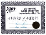 Certificate: 2nd Annual Juried Exhibition