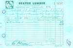 Receipt from Beaver Lumber showing no charge