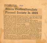 Bronte Horticulturalists Formed Society In 1925