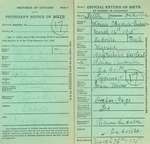Notice and Return of Birth for William Alexander Anderson