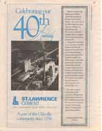 Celebrating our 40th anniversary : St. Lawrence Cement