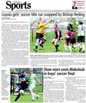 Loyola girls' soccer title run snapped by Bishop Reding