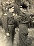 John MacMorran (Jock) Anderson receiving his first Military Cross - invested by Field Marshall Montgomery in Ghent, Belgium, October 1944.