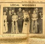 Newspaper clipping: Alvin and Irene Bumby's wedding announcement c. March 1943.