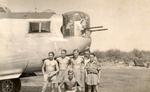 Flight Lieutenant John Caird (front centre)in Burma with part of the crew of a B24 Liberator Bomber in early 1945