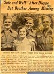 Newspaper article: Safe and Well after Dieppe But Brother Still Missing - George, Roy, and Lockie Forbes with their mother