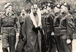 Lt. Roy Kelley (far left), Royal Guard Commander for the Faisal brothers' visit to England from Saudi Arabia, 1943