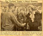 Newspaper clipping: Princess Juliana congratulates Peter Taylor, August 11, 1945